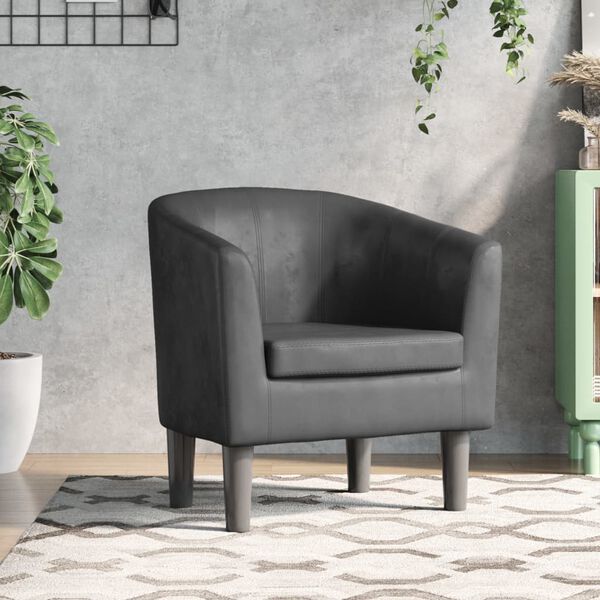 vidaXL Tub Chair Gray Faux leather, pinewood, plywood, plastic Medium