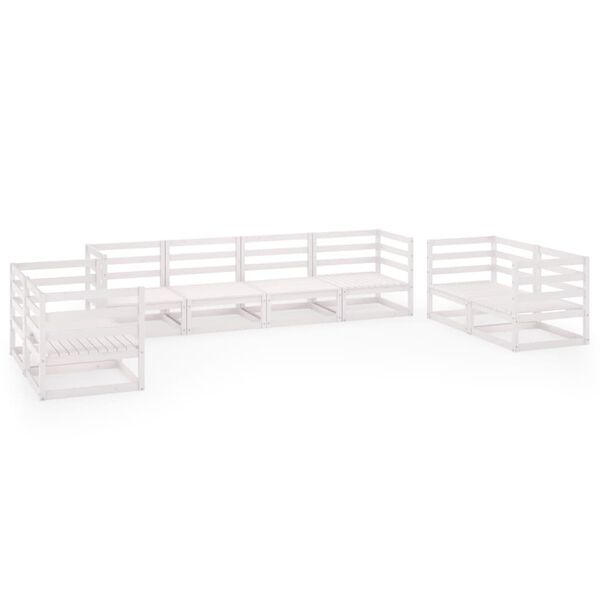vidaXL Garden Lounge Set White Solid pinewood Large Modular