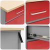 vidaXL Work Bench with Drawer 8 pcs Red 150 x 55 x 200 cm Steel