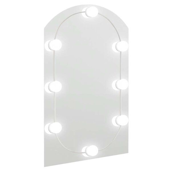vidaXL Mirror With Led Light Silver Glass Medium Mirror With LED Light