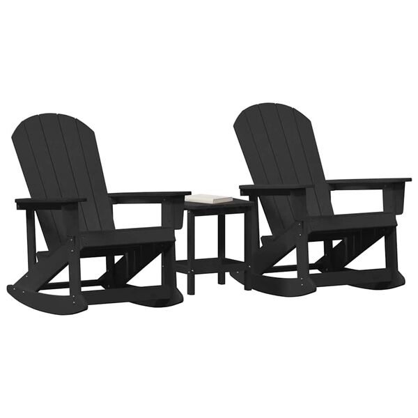 vidaXL Garden Lounge Set 3 pcs Black HDPE