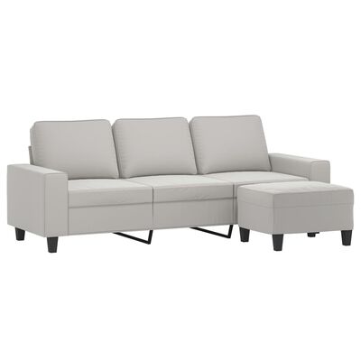 vidaXL 3-Seater Sofa with Footstool Light Gray 70.9" Microfiber Fabric