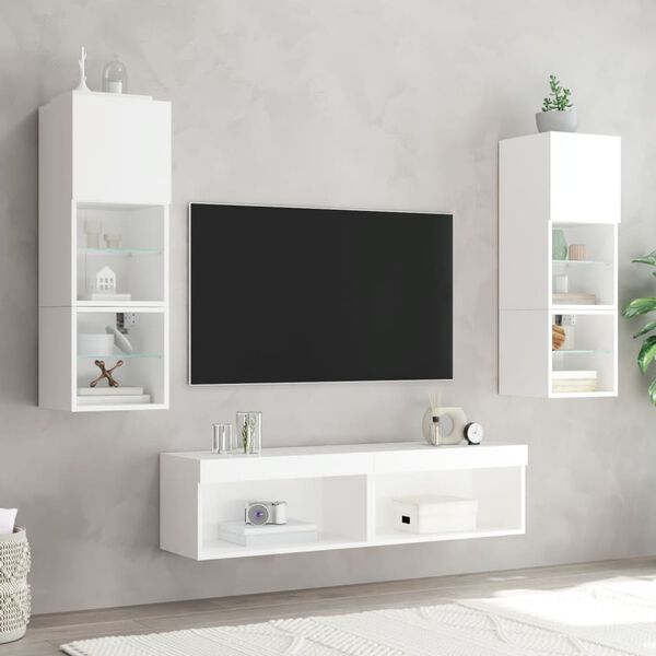 vidaXL TV Cabinet White Engineered Wood Compact TV Cabinet Rectangular