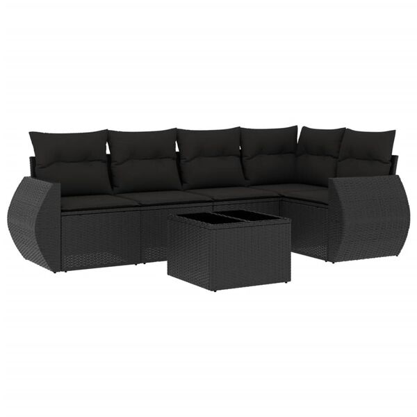 vidaXL Garden Sofa Set Black PE rattan, powder-coated steel, tempered glass