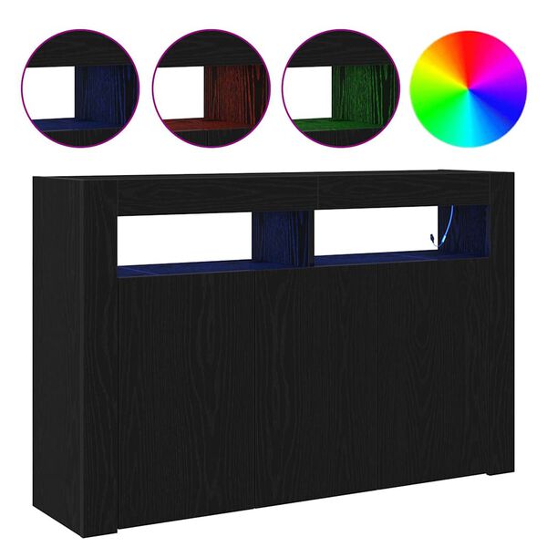 vidaXL Sideboard Black Oak 45.67 x 11.81 x 29.53 in Engineered Wood