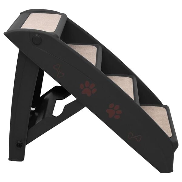vidaXL Dog Stair Black PP (polypropylene), felt Medium Foldable