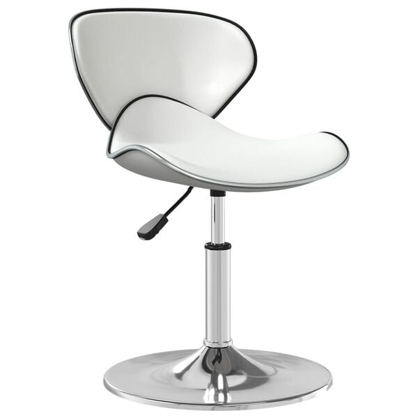 vidaXL Dining Chair White Faux leather, Chrome steel Medium Swivel