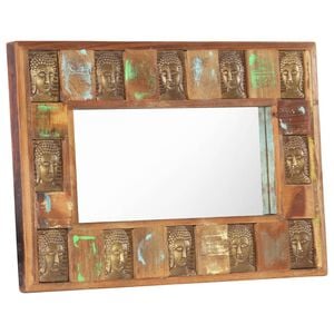 vidaXL Mirror Varied brown tones Solid reclaimed wood Medium