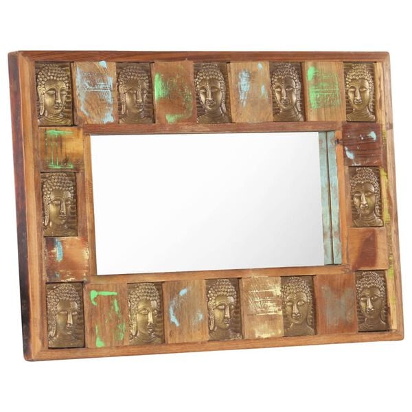 vidaXL Mirror Varied brown tones Solid reclaimed wood Medium