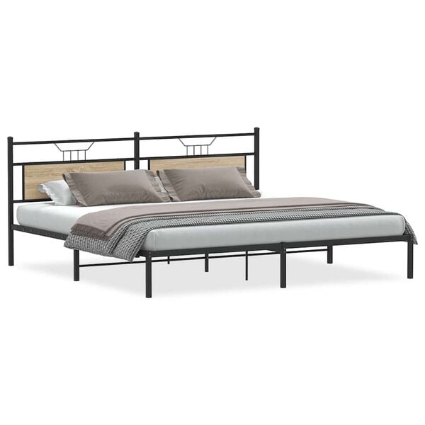 vidaXL Bed Frame Sonoma Oak Engineered wood, steel Full Bed Frame