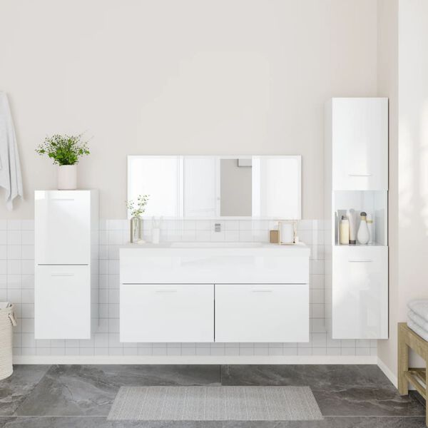 vidaXL Bathroom Furniture Set High gloss white Engineered wood