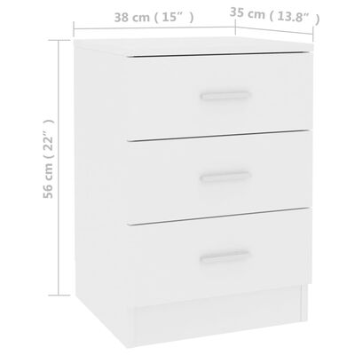 vidaXL Bedside Cabinet White 15"x13.8"x22" Engineered Wood