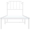 vidaXL Metal Bed Frame without Mattress with Headboard White 29.5"x74.8"