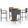 vidaXL Garden Bar Set Grey PE rattan, powder-coated steel, solid acacia wood