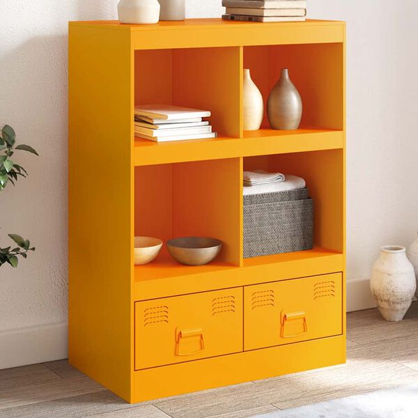 vidaXL Highboard Mustard yellow Cold-rolled steel 26.4 x 15.4 x 37.4 in