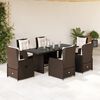 vidaXL 7 Piece Patio Dining Set with Cushions Brown Poly Rattan