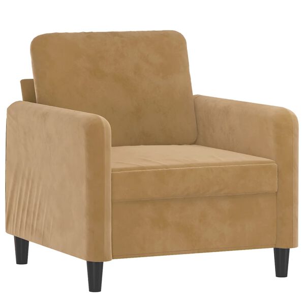 vidaXL Sofa Set Brown Velvet, Metal, Textilene, Plywood