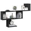 vidaXL Wall Shelf Black Engineered Wood 39.4 in wide, spacious