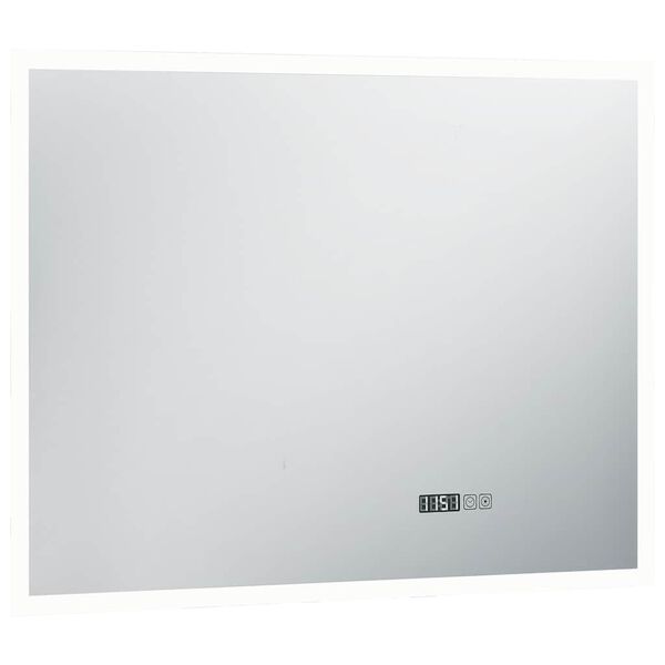 vidaXL Bathroom Mirror Silver Glass, Aluminum 31.5 x 23.6 in Lights