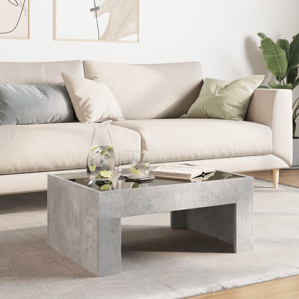 vidaXL Coffee Table Concrete Grey Engineered wood, Glass Compact