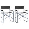 vidaXL Director's Chair Set of 2 Black Steel, Polyester Standard