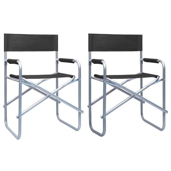 vidaXL Director's Chair Set of 2 Black Steel, Polyester Standard