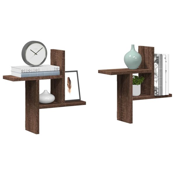 vidaXL Wall Shelf Brown oak Engineered wood Medium Wall Shelf Square