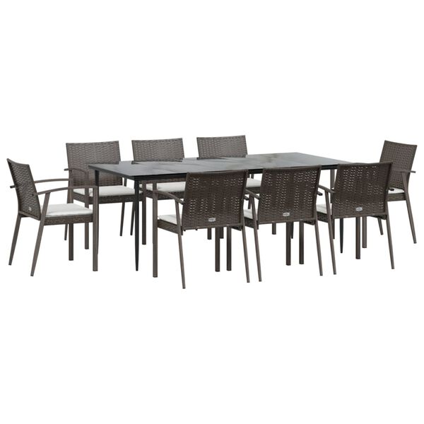 vidaXL Garden Dining Set Brown Poly Rattan Large Seats Many