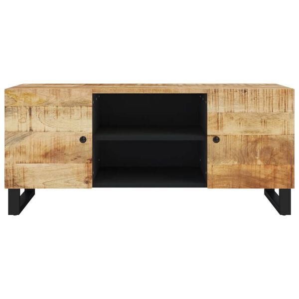 vidaXL TV Cabinet Black Solid mango wood Medium TV Cabinet Rectangular