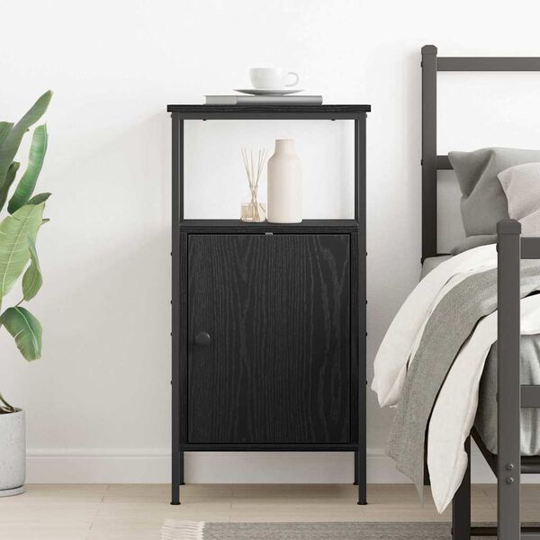 vidaXL Bedside Cabinet Black Oak 16.14 x 12.20 x 31.50 in