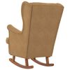 vidaXL Rocking Chair Brown Velvet, solid rubber wood 29.1 x 35.4 x 40.2 in