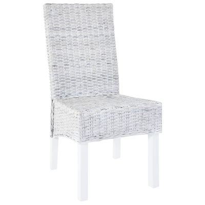 vidaXL Dining Chairs 4 pcs Light Brown Kubu Rattan and Mango Wood(2x246654)
