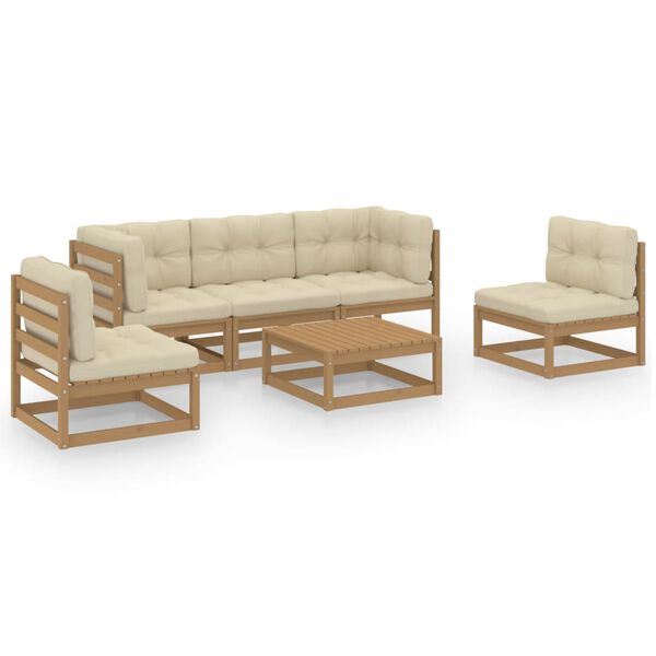 vidaXL Garden Lounge Set Honey brown, Cream