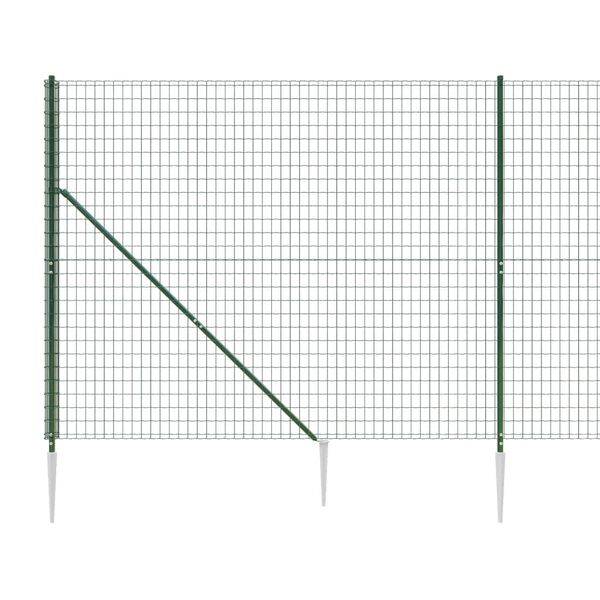 vidaXL Wire Mesh Fence with Spike Anchors Green 6.6x82.0'