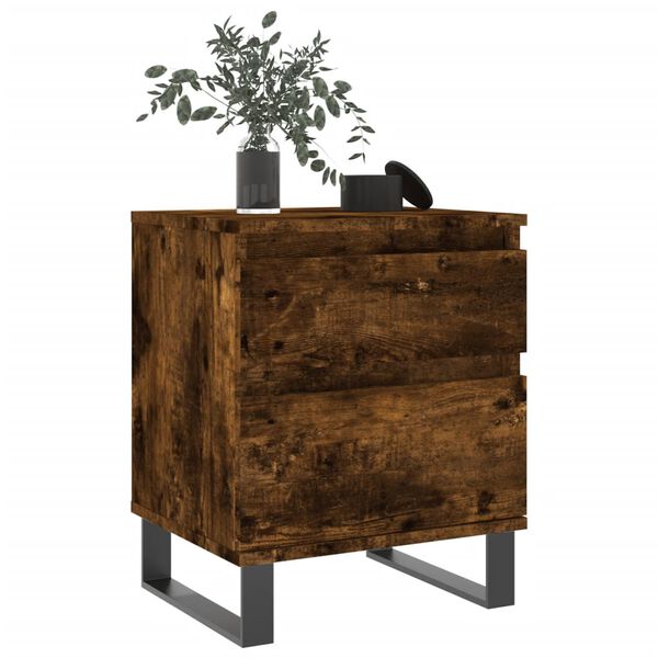 vidaXL Bedside Cabinet Smoked Oak Engineered Wood Medium Bedside Cabinet