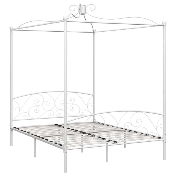 vidaXL Bed Frame White Metal Super King Bed Frame Rectangular