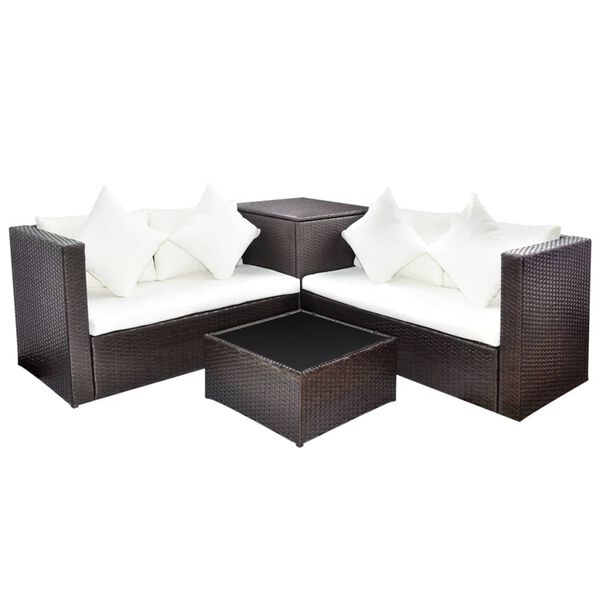 vidaXL Patio Furniture Brown Poly Rattan Standard Modular