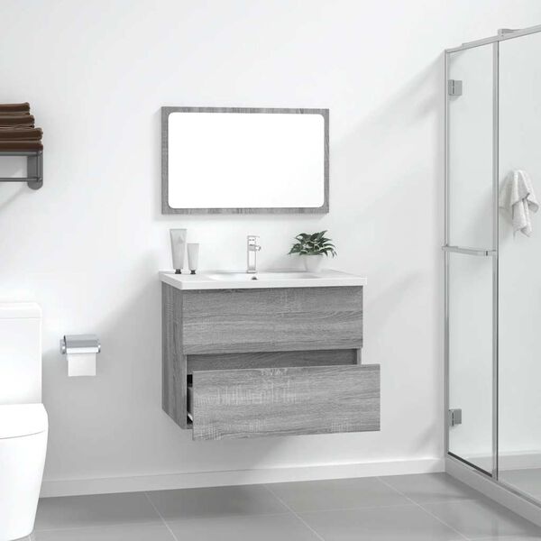 vidaXL 2 Piece Bathroom Furniture Set Gray Sonoma Engineered Wood