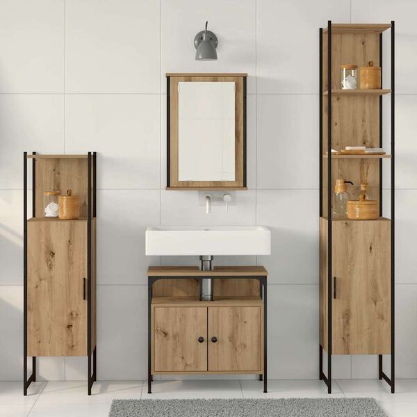 vidaXL Bathroom Furniture Set 4 pcs artisan oak Engineered wood