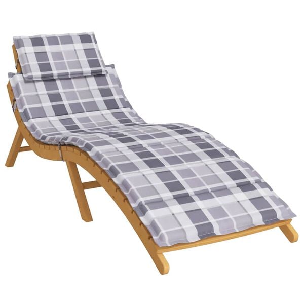 vidaXL Sun Lounger Cushion Grey Check Pattern Oxford fabric (100% polyester)