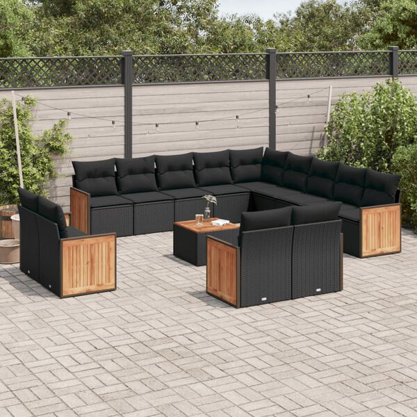 vidaXL Garden Sofa Set Black