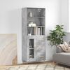 vidaXL Highboard Concrete Grey Engineered Wood, Iron, Glass Extra Tall