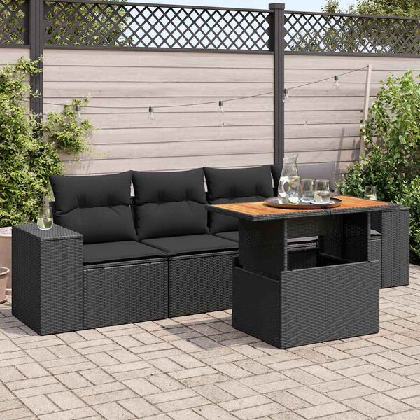vidaXL Garden Sofa Set Black