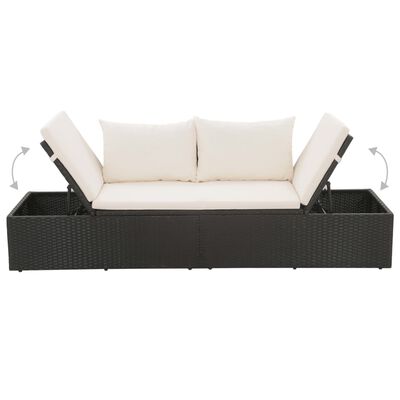 vidaXL Patio Bed Black 76.8"x23.6" Poly Rattan