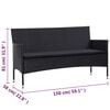 vidaXL Sofa Set Black PE (polyethylene) rattan Medium Removable Covers