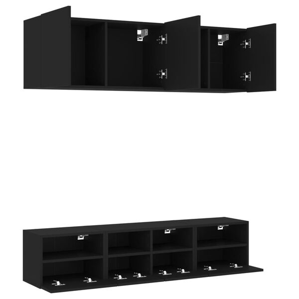 vidaXL TV Wall Unit Black Engineered wood