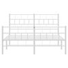 vidaXL Metal Bed Frame White Powder-Coated Steel 53.1x74.8 in Bed Frame