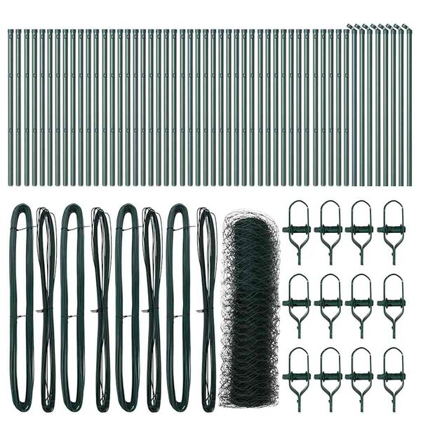 vidaXL Fence Post Green 328.08 x 2.62 ft (1.97 in mesh) Steel and PVC