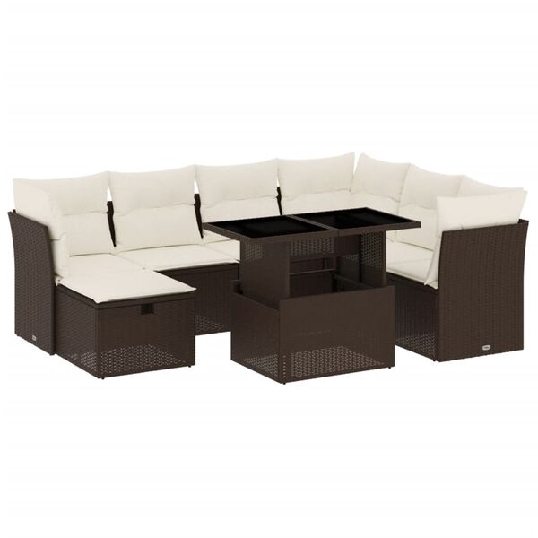 vidaXL Garden Sofa Set Brown, Cream White