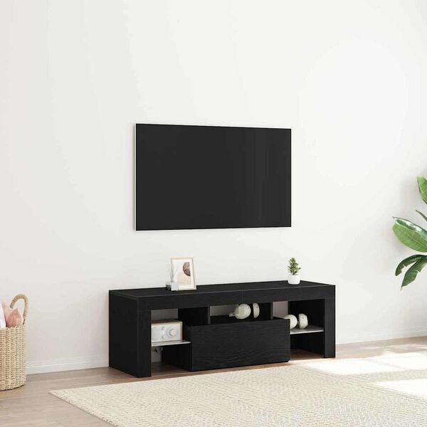 vidaXL TV Cabinet Black Oak 47.24 x 13.78 x 15.75 in Engineered Wood